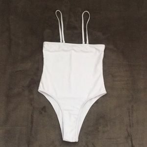 white high cut one piece swimsuit